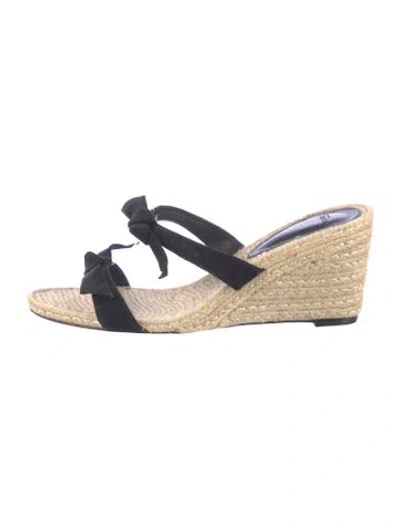 Pre-owned Alexandre Birman Suede Bow Accents Espadrilles In Black