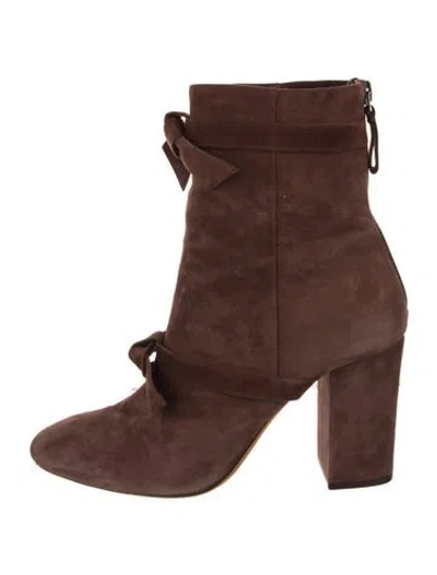 Pre-owned Alexandre Birman Suede Bow Accents Lace-up Boots In Brown