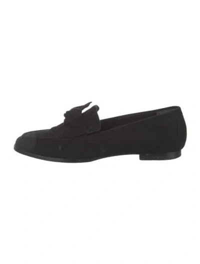 Pre-owned Alexandre Birman Suede Bow Accents Loafers In Black