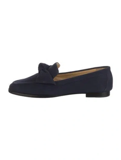 Pre-owned Alexandre Birman Suede Bow Accents Loafers In Blue