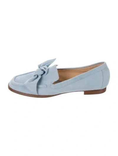 Pre-owned Alexandre Birman Suede Bow Accents Loafers In Blue