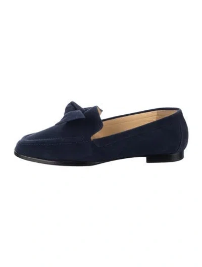 Pre-owned Alexandre Birman Suede Bow Accents Loafers In Blue