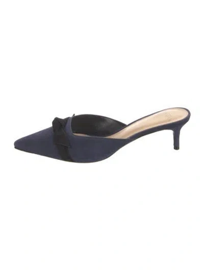 Pre-owned Alexandre Birman Suede Bow Accents Mules In Blue