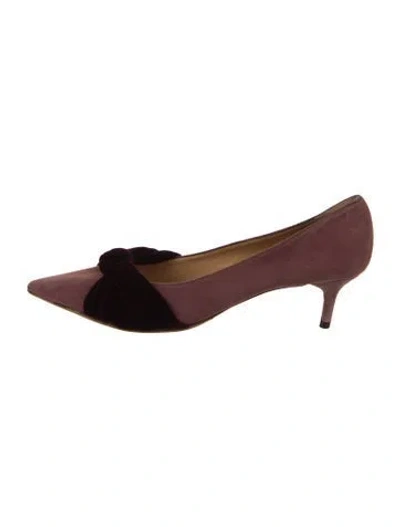 Pre-owned Alexandre Birman Suede Bow Accents Pumps In Burgundy