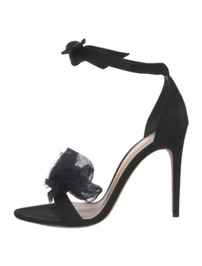 Pre-owned Alexandre Birman Suede Bow Accents Sandals In Black