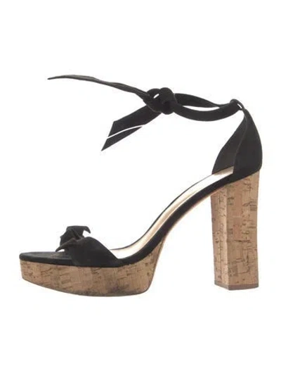 Pre-owned Alexandre Birman Suede Bow Accents Sandals In Black