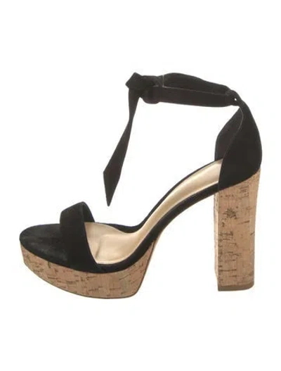 Pre-owned Alexandre Birman Suede Bow Accents Sandals In Black