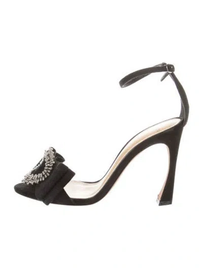 Pre-owned Alexandre Birman Suede Bow Accents Sandals In Black