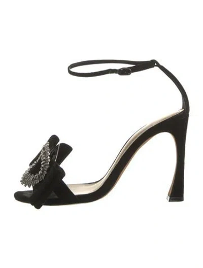 Pre-owned Alexandre Birman Suede Bow Accents Sandals In Black