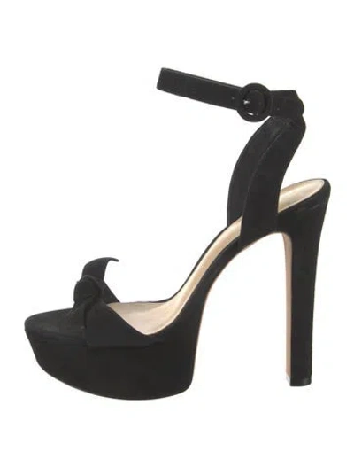 Pre-owned Alexandre Birman Suede Bow Accents Sandals In Black