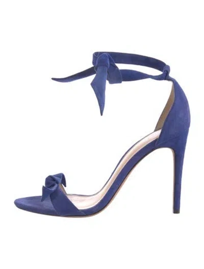 Pre-owned Alexandre Birman Suede Bow Accents Sandals In Blue