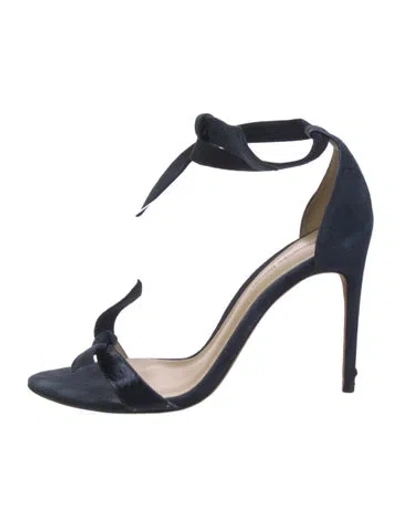 Pre-owned Alexandre Birman Suede Bow Accents Sandals In Blue
