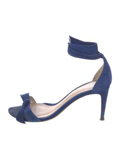 Pre-owned Alexandre Birman Suede Bow Accents Sandals In Blue