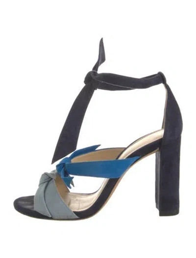 Pre-owned Alexandre Birman Suede Bow Accents Sandals In Blue