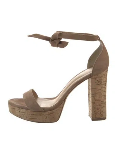 Pre-owned Alexandre Birman Suede Bow Accents Sandals In Brown