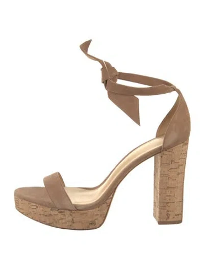 Pre-owned Alexandre Birman Suede Bow Accents Sandals In Neutral
