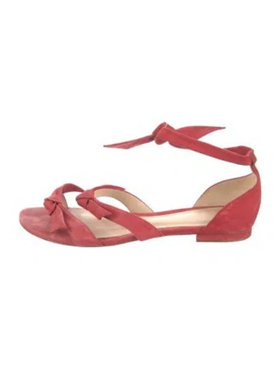 Pre-owned Alexandre Birman Suede Bow Accents Sandals In Pink/red