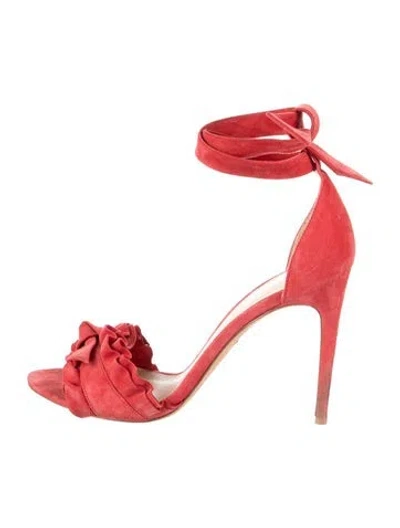 Pre-owned Alexandre Birman Suede Bow Accents Sandals In Red