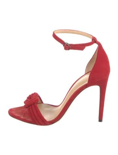Pre-owned Alexandre Birman Suede Bow Accents Sandals In Red