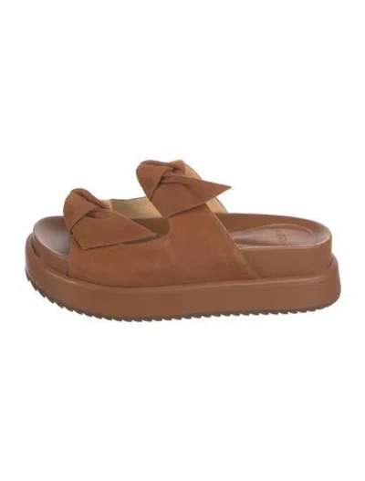 Pre-owned Alexandre Birman Suede Bow Accents Slides In Brown