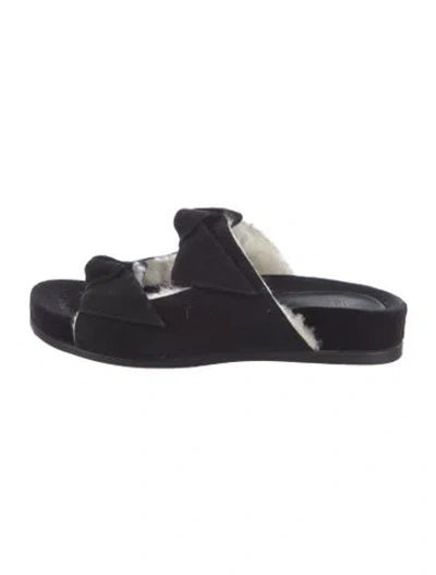 Pre-owned Alexandre Birman Suede Bow Accents Slides In Multi