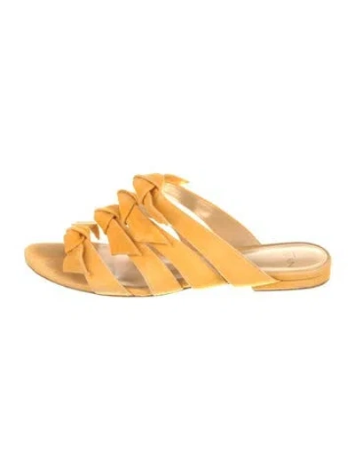 Pre-owned Alexandre Birman Suede Bow Accents Slides In Orange