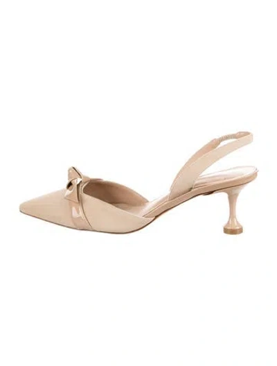 Pre-owned Alexandre Birman Suede Bow Accents Slingback Pumps In Neutral