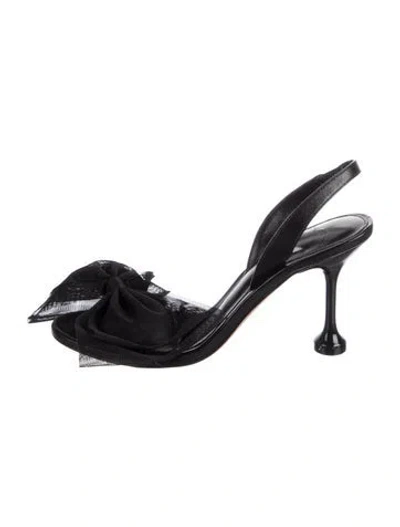 Pre-owned Alexandre Birman Suede Bow Accents Slingback Sandals In Black