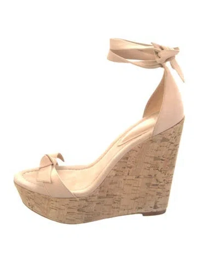 Pre-owned Alexandre Birman Suede Bow Accents Slingback Sandals In Brown