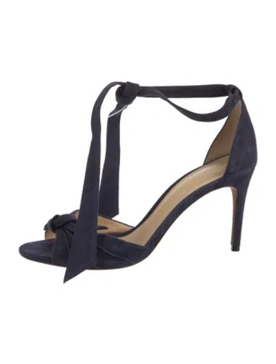 Pre-owned Alexandre Birman Suede Bow Accents T-strap Sandals In Blue