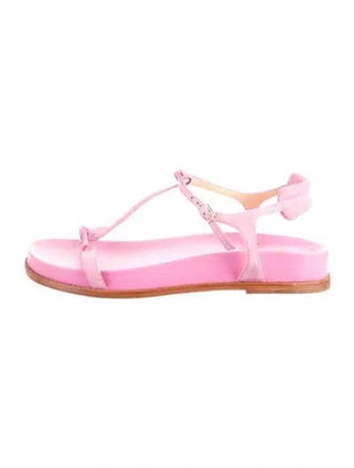 Pre-owned Alexandre Birman Suede Bow Accents T-strap Sandals In Pink