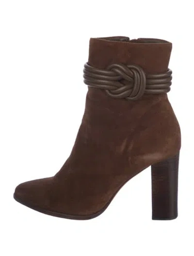 Pre-owned Alexandre Birman Suede Braided Accents Boots In Brown