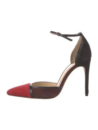 Pre-owned Alexandre Birman Suede Colorblock Pattern D'orsay Pumps In Black