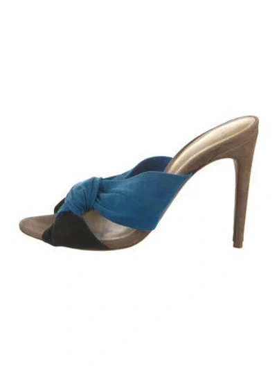 Pre-owned Alexandre Birman Suede Colorblock Pattern Slides In Blue