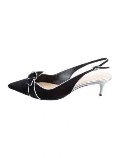 Pre-owned Alexandre Birman Suede Colorblock Pattern Slingback Flats In Black