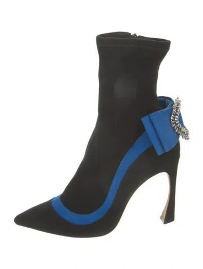 Pre-owned Alexandre Birman Suede Colorblock Pattern Sock Boots In Blue