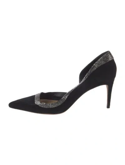 Pre-owned Alexandre Birman Suede Crystal Embellishments D'orsay Pumps In Black