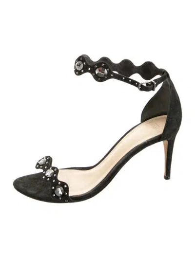 Pre-owned Alexandre Birman Suede Crystal Embellishments Pumps In Black
