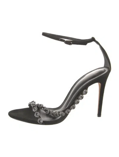 Pre-owned Alexandre Birman Suede Crystal Embellishments Sandals In Black