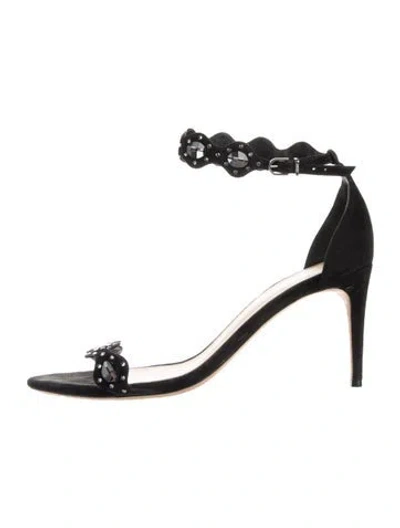 Pre-owned Alexandre Birman Suede Crystal Embellishments Sandals In Black