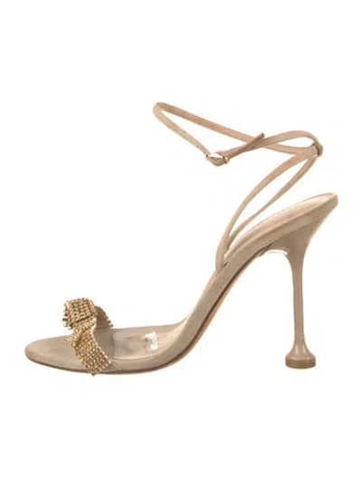 Pre-owned Alexandre Birman Suede Crystal Embellishments Sandals In Neutral