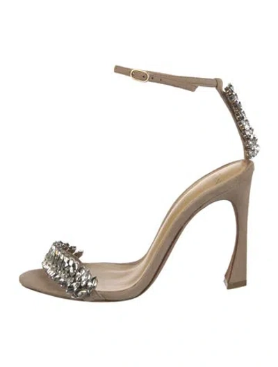 Pre-owned Alexandre Birman Suede Crystal Embellishments Sandals In Neutrals