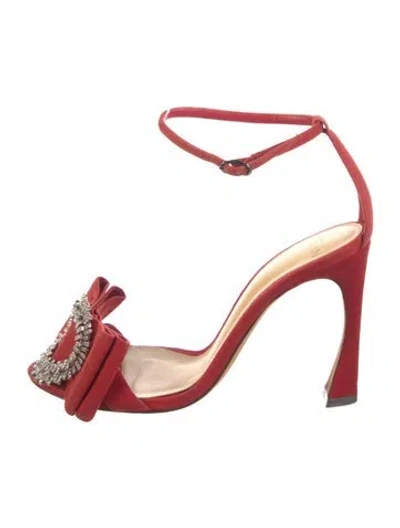 Pre-owned Alexandre Birman Suede Crystal Embellishments Sandals In Red