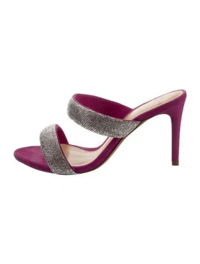 Pre-owned Alexandre Birman Suede Crystal Embellishments Slides In Pink