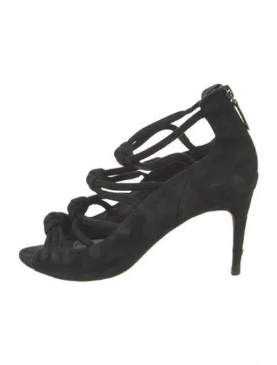 Pre-owned Alexandre Birman Suede Cutout Accent Gladiator Sandals In Black