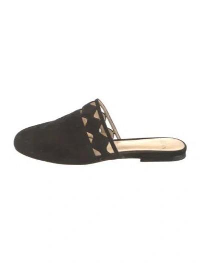 Pre-owned Alexandre Birman Suede Cutout Accent Mules In Black