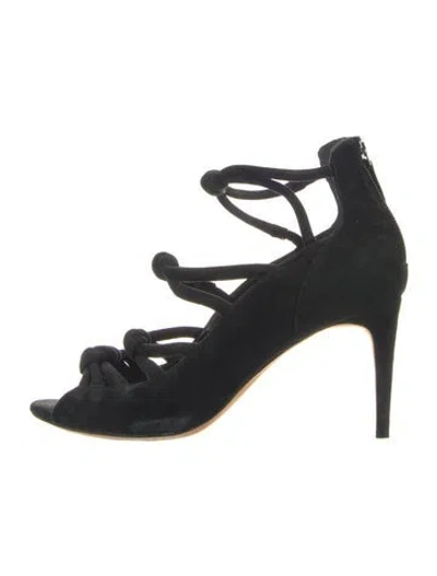 Pre-owned Alexandre Birman Suede Cutout Accent Pumps In Black