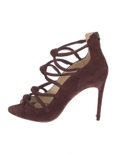Pre-owned Alexandre Birman Suede Cutout Accent Pumps In Burgundy