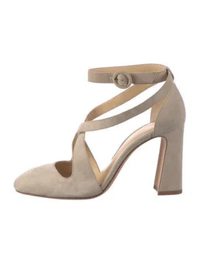 Pre-owned Alexandre Birman Suede D'orsay Pumps In Neutral