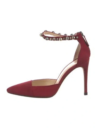Pre-owned Alexandre Birman Suede D'orsay Pumps In Red